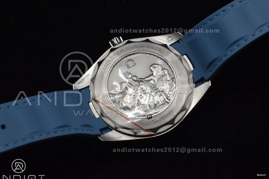 A8938 VSF Blue Summer Edition GMT Dial Best Blue Strap Clone Super 1:1 43mm Aqua Terra Worldtimer Rubber on 0101